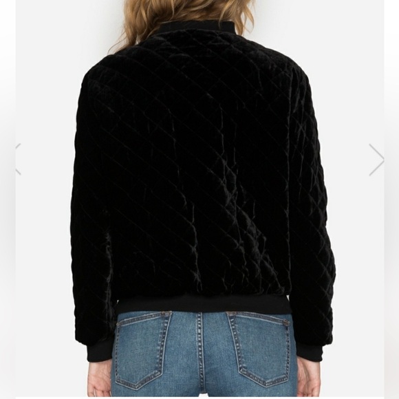 Johnny Was Silk Blend Black Velvet Quilted Bomber Jacket Size Medium - Picture 3 of 10